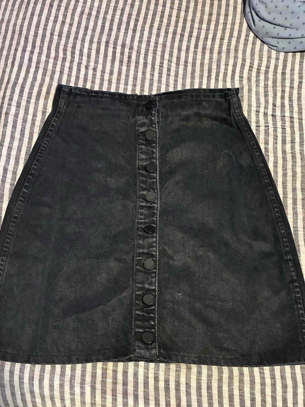 AllSaints Black Button-Front A-Line Denim Skirt